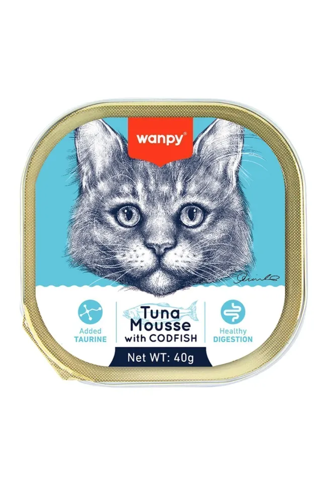 Wanpy Ton Balıklı ve Morina Balıklı 40 gr 6'lı Yetişkin Konserve Kedi Maması