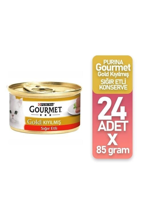 Gourmet Kıyılmış Sığır Etli 85 gr 24'lü Yetişkin Konserve Kedi Maması