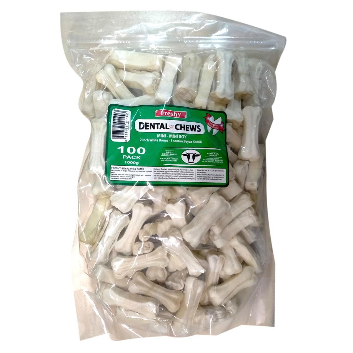 Freshy Dental Chews Sütlü Kemik Köpek Ödülü 100 Adet (Mini Boy)