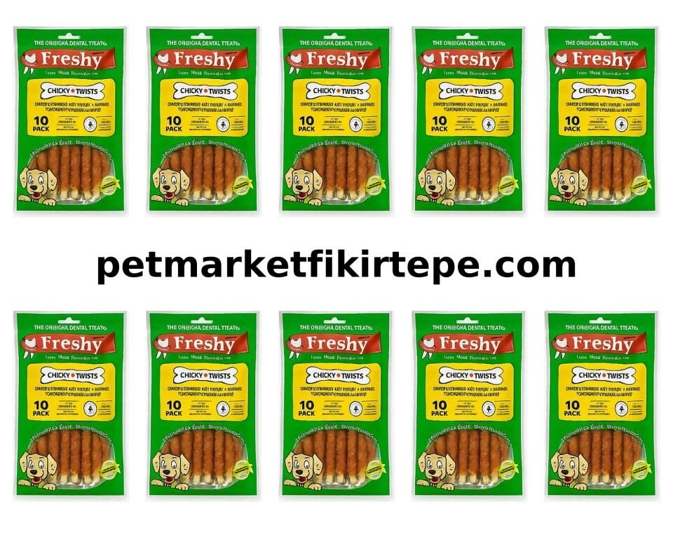 Freshy Chicky Twists – Köpeğinizin Diş ve Ağız Sağlığı İçin Doğal Çiğneme Ödülü 10 Adet