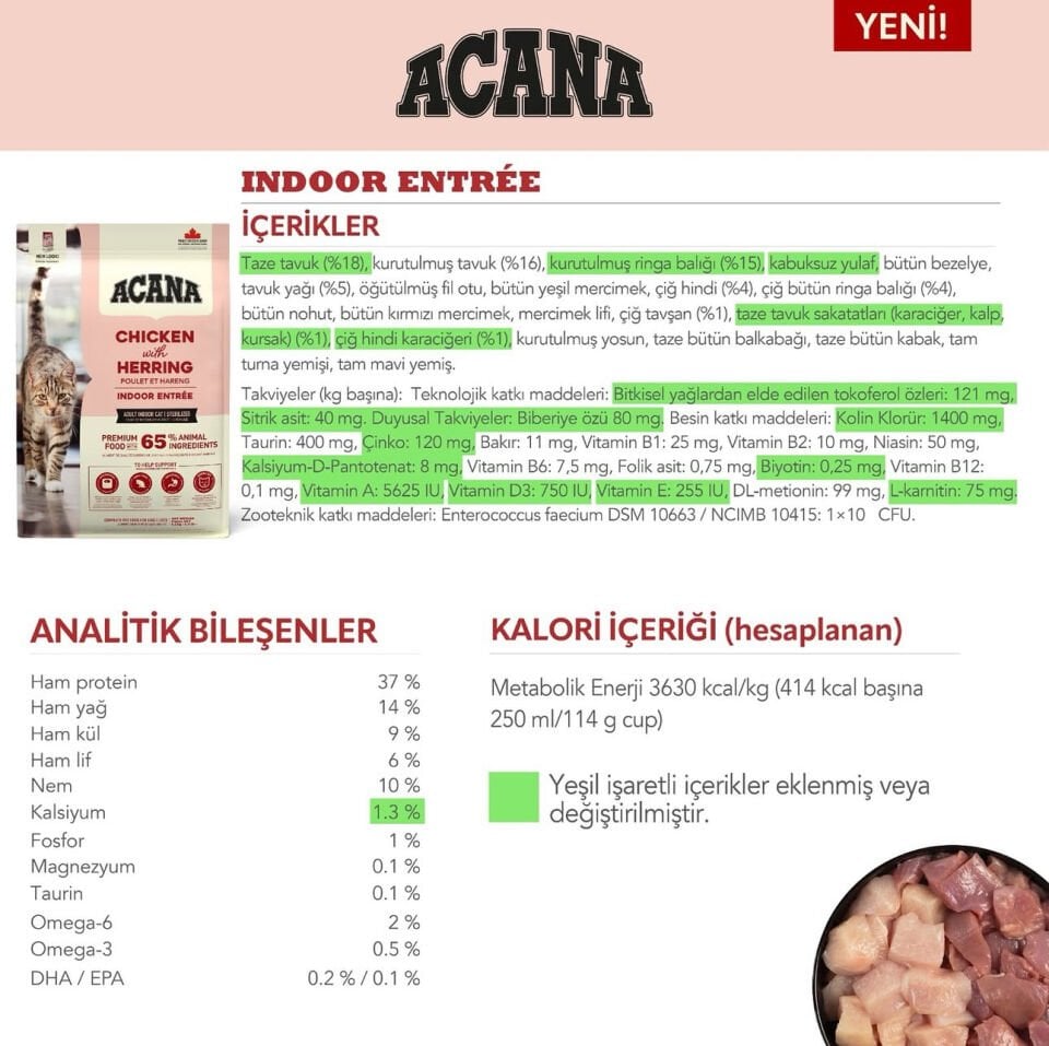 Acana Indoor Entree Sterilised 4.5 kg Yetişkin Kedi Maması