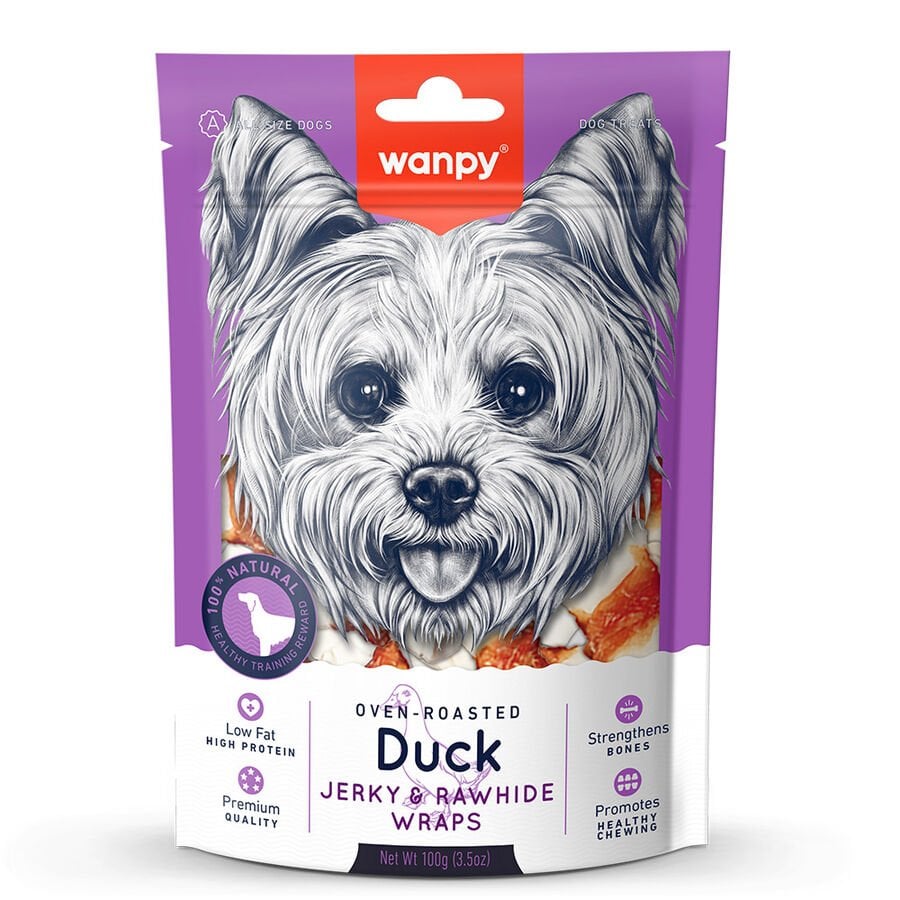Wanpy Yeni Wanpy Deri Üzerine Ördek Sarılı 100 gr Köpek Ödülü