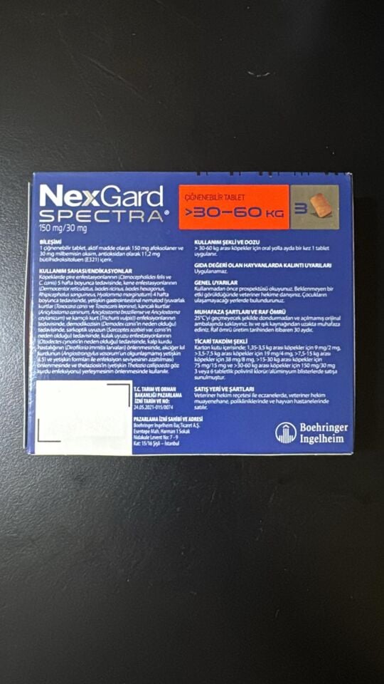Nexgard Spectra (30-60 kg) Köpekler İçin 3 Tablet 1 Kutu