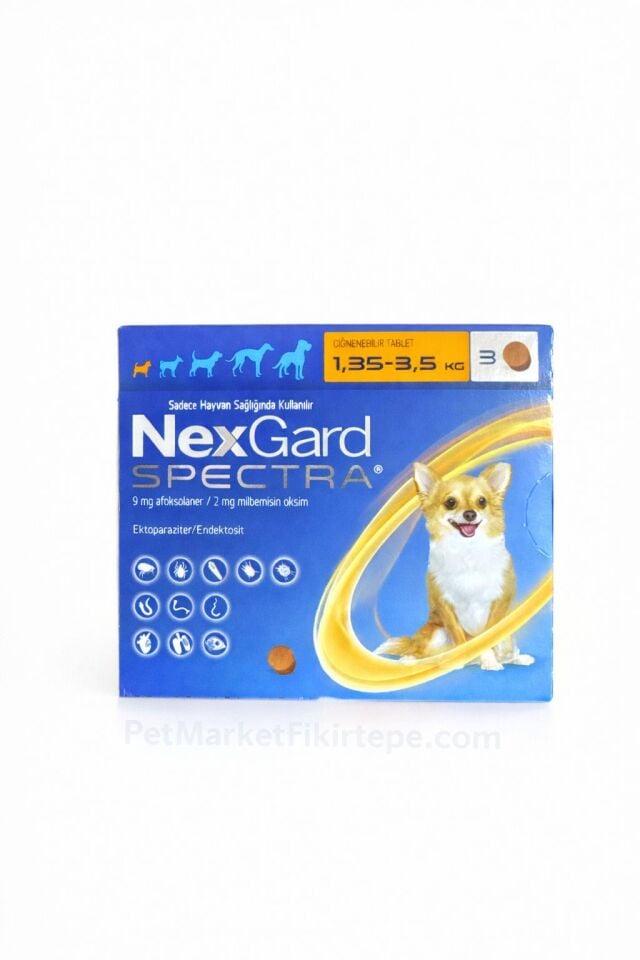 NexGard Spectra XS 1,5-3,5 kg Köpekler İçin İç Dış Parazit Çiğneme Tableti 3 Tablet