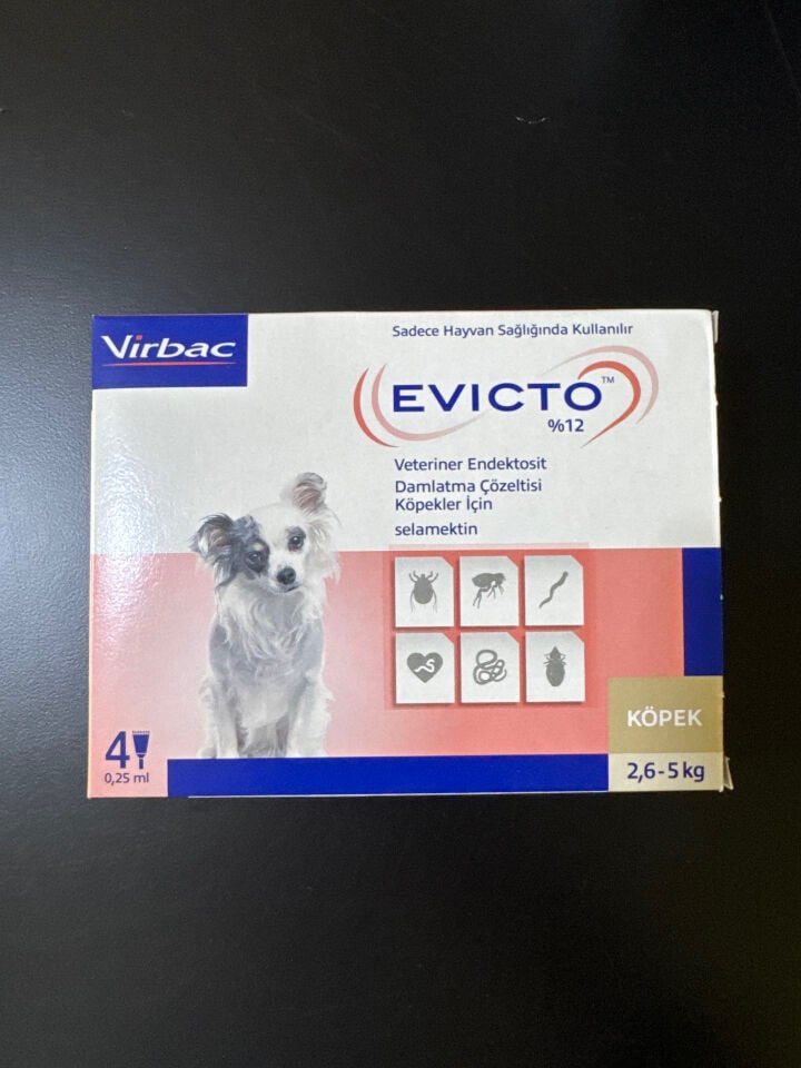Virbac Evicto 2,6-5 Kg Köpek İç Dış Parazit 1 Kutu 4 Pipet